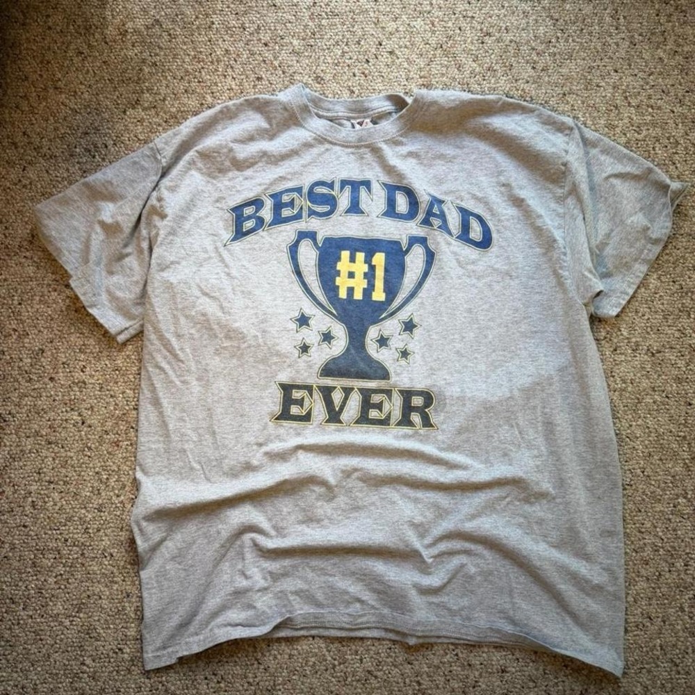 Best Dad Ever Grey T Shirt Size XXL Funny Graphic Casual Tee